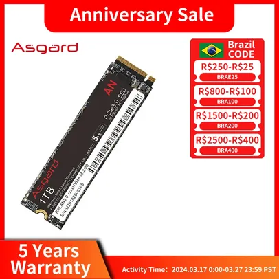 [JÁ COM IMPOSTO]SSD Asgard An3.0 M.2 Nvme 1t Pcie3.0 Ssd M.2, NVMe 2280