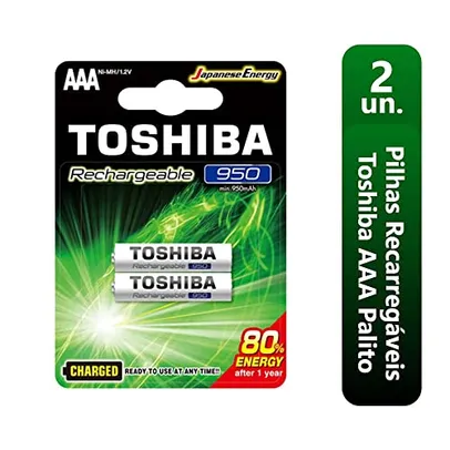 [+Por- R$18.20] Pilha Recarregável Toshiba AAA 1,2V 950mAh - Cartela com 2 unidades