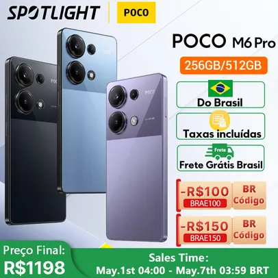 Smartphone POCO M6 Pro Versão Global Helio G99 Câmera Tripla Ultra AMOLED
