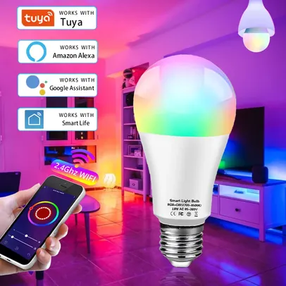 [APP/Taxa Inclusa/LER A DESCRIÇÃO] - Lâmpada Smart Inteligente RGB 18w Compatível com Alexa, Google Home