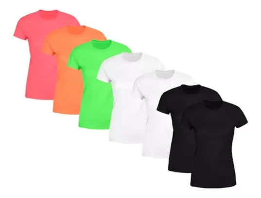 Kit 7 Blusas Feminina Camiseta Baby Look Básica Premium Tamanho P ao GG