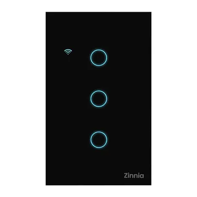 Interruptor Smart Zinnia, 3 Botoes, 10A, 50/60Hz, Preto, ZNS-I3B-BK01