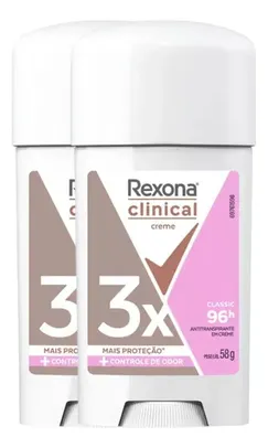 Kit 2 Desodorante Creme Rexona Clinical Fem Classic 96h 58g