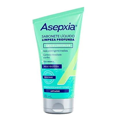 [PRIME] Asepxia - Sabonete Líquido Limpeza Profunda com Ação indistringente Imediata, 150ml, Dermatologicamente Testado