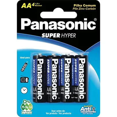 [ PRIME | + POR - R$ 4,11 ] Panasonic UM-3SHS - Pilha Comum AA, Tensão 1,5 Volts, Embalagem com 4 pilhas