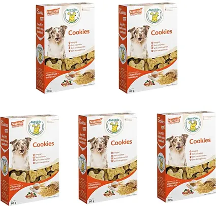 [PRIME | R$ 5,40 CADA] NutriCão Cookies Para Cães - Kit Com 5 Caixinhas