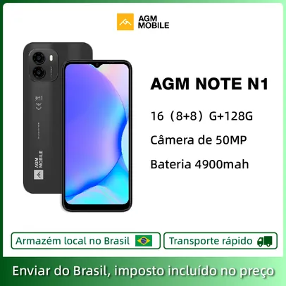 [Do Brasil] AGM nota N1 smartphone, 8GB de RAM, 128GB ROM, tela 6.583 polegadas HD, 50MP