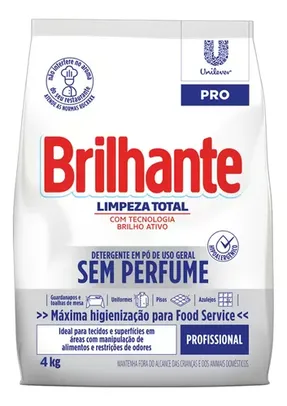 Detergente Pó Uso Geral sem Perfume Brilhante Limpeza Total Pro Pacote 4kg