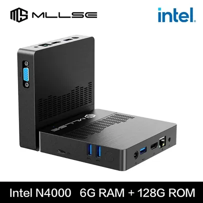 [Taxa Inclusa/Moedas] Mini PC MLLSE, CPU Intel Gemini Lake N4000, 6GB RAM/128GB SSD, WiFi, HDMI, Bluetooth, Windows 11, Placa Gráfica Intel®