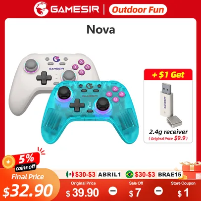 [Taxa Inclusa] Controle de jogo sem fio GameSir T4 Nova, para Nintendo Switch, PC, NS., Android
