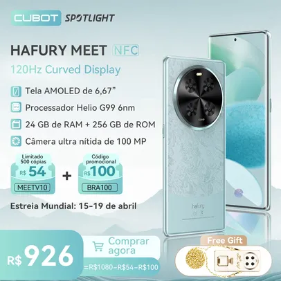 Cubot Hafury Meet - 24GB de RAM (12GB + 12GB estendidos), 256GB de ROM | Versão Global