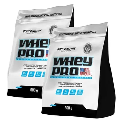 Kit 2x Whey Pro Protein Isolado & Concentrado 36g proteina 900G (Milk Shake de Morango)