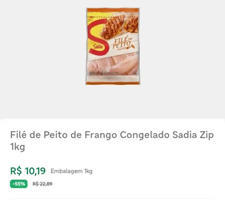 [Regional/Ifood Mercado/Carrefour] Filé Peito de Frango Sadia 1kg