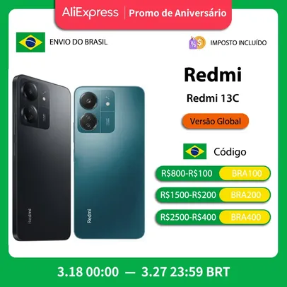 [Do Brasil] Xiaomi Redmi 13C Versão Global | Smartphone 4G , ROM Global , 128 GB / 4 GB