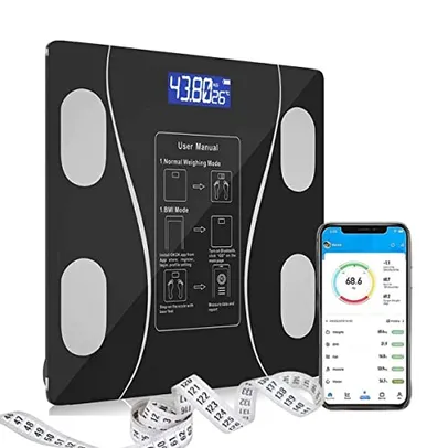 Balança Digital Bioimpedância Com Bluetooth Aplicativo Peso Analisador Corporal Gordura 180kg