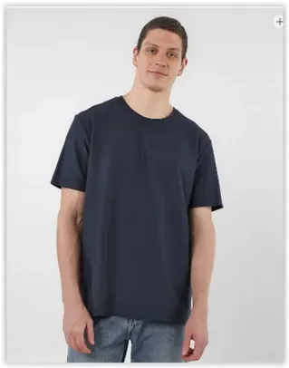 Camiseta masculina regular algodão peruano - Azul Escuro
