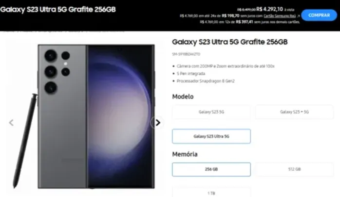[ESUDANTES/PARCERIAS] Galaxy S23 Ultra 5G Creme 256GB