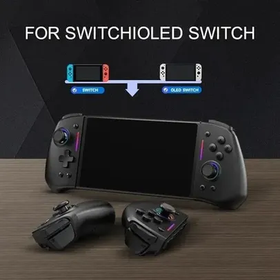 [Taxa Inclusa] Controles Para Nintendo Switch, Efeito de Luz RGB, Função Turbo e Vibração, Modulo de Sensor de Joystick POLYSHINE, Certificação WEEE