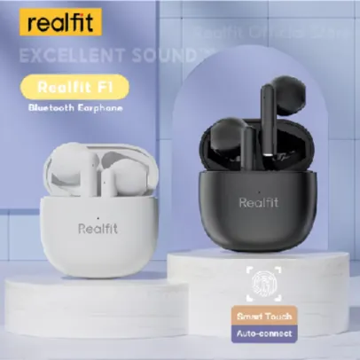 Realfit F1 TWS Fone De Ouvido Bluetooth De Boa Qualidade Sonora Mini Earbuds Sem Fio
