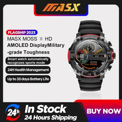 [BR/Moedas/G Pay] - Smartwatch MASX MOSS Ⅱ, Relógio inteligente, 1.43'' Display AMOLED, chamada bluetooth Resistência de Nível Militar, Esportivo