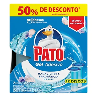 (REC) Pato Desodorizador Sanitário Gel Adesivo Marine Refil - 12 Discos