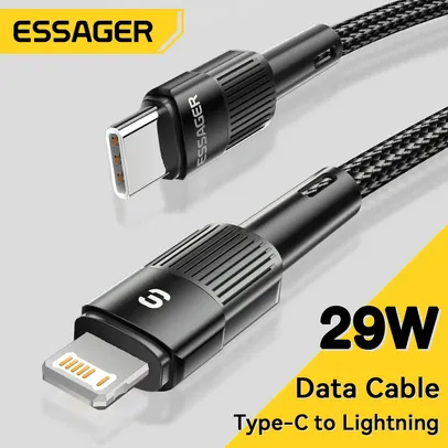 (Taxas Inclusas/Moedas) Cabo de dados Essager 29w para iPhone - 1 metro, USB C para Lightining