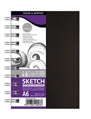 DALER ROWNEY Simply Sketchbook, Papel para Desenho em Caderneta, com Espiral, Tamanho A6
