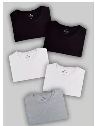 Kit Com 5 Camisetas Masculinas Básicas