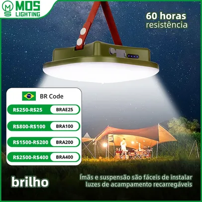 Lampada LED Luz MOSLIGHTING Rechargeable Camping Super Light