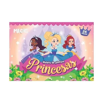 [+Por- R$ 8] Maleta Kit de Pintura Infantil Escolar com 24 Peças Princesas