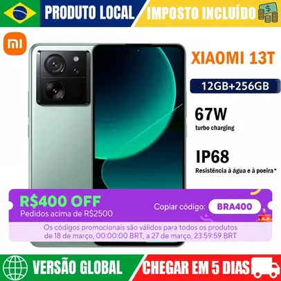[Do Brasil]Smartphone Xiaomi 13T 5G Global Version 12GB+256GB