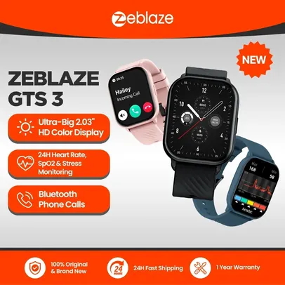 [3 Pçs] R$112,54 [Taxa Inclusa/Moedas] Smartwatch Zeblaze GTS 3