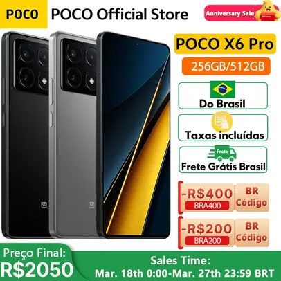 [Já no Brasil] Smartphone Xiaomi POCO X6 PRO 8GB RAM 256GB