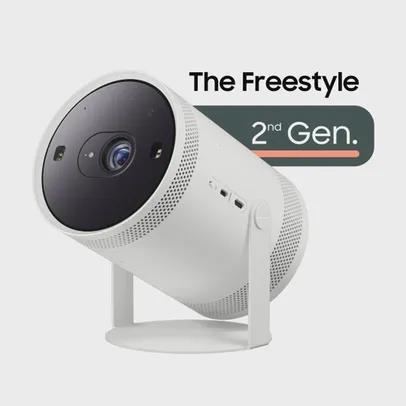Samsung The Freestyle Projetor Smart Portátil, 30 a 100 polegadas, Plataforma Tizen, Som 360º, Gaming Hub, Bluetooth