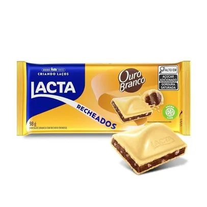 [Comprando 3] Barra de Chocolate Branco Lacta com Recheio Ouro Branco - 98g