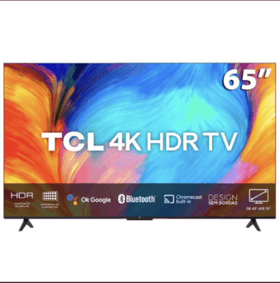 Smart TV LED 65" 4K UHD TCL P635 Google TV, Dolby Audio, HDR10+, WiFi Dual Band, Bluetooth Integrado