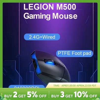 (CONTA NOVA) Mouse Wireless Lenovo Legion M500, 10000 DPI, Sensor PAW3325