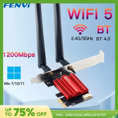 Fengvi-wifi 5 pci-e adaptador sem fio, placa de rede ac1200