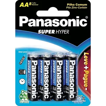 [Super 7,28]Panasonic Pilha Comum Linha Super Hyper Proteção Antivazamento, pacote de 8