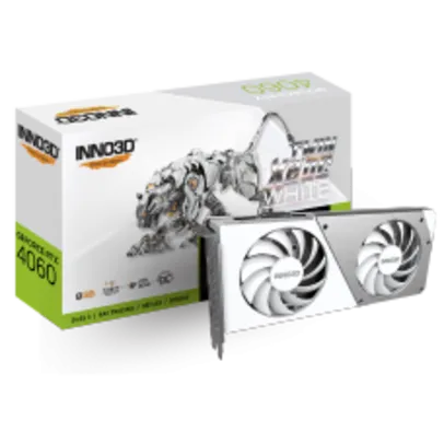 Placa de Video INNO3D NVIDIA GeForce RTX 4060 TWIN X2 OC White, 8GB, GDDR6, DLSS, Ray Tracing, N40602-08D6X-173051W