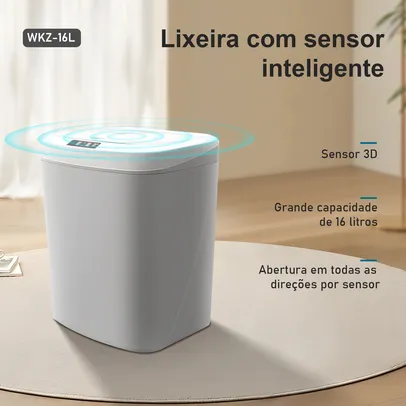 [DoBrasil] Lixeira inteligente 16L sensor automático grande Lata de Lixo Sensor de Toque