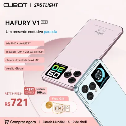 Smartphone Cubot Hafury V1 - 16 GB de RAM (8 GB + 8 GB estendidos), 256 GB de ROM | Versão Global