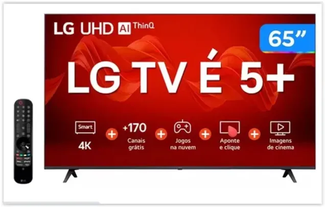 Smart TV 65” 4K UHD LED LG 65UR8750 - Wi-Fi Bluetooth Alexa 3 HDMI IA