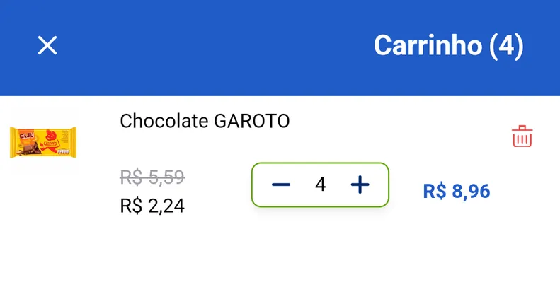 [L4P3 - Regional] Chocolate GAROTO Castanha de Caju Tablete 80g