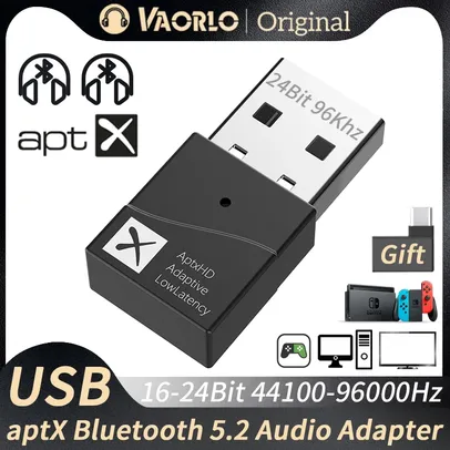 [Taxa inclusa]Adaptador Bluetooth 5.2 USB APTX Low Latancy Adaptative
