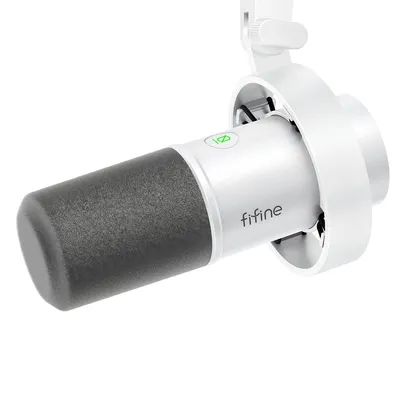 FIFINE USB XLR Microfone Dinâmico com Botão De Ganho, Touch Mute, Headphone