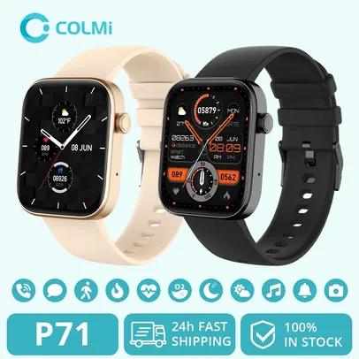 [Moedas/Gpay/TaxasInclusas] Smartwatch Colmi P71 Chamada Bt 5.1 Tela 1.9 Pol.