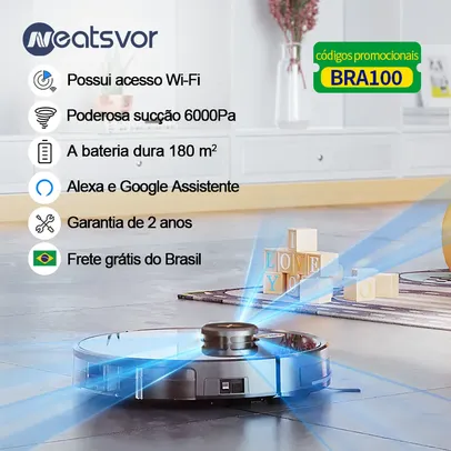 [No Brasil] Robô Aspirador Neatsvor X600pro 3 em 1 Varre Aspira e Passa Pano MOP