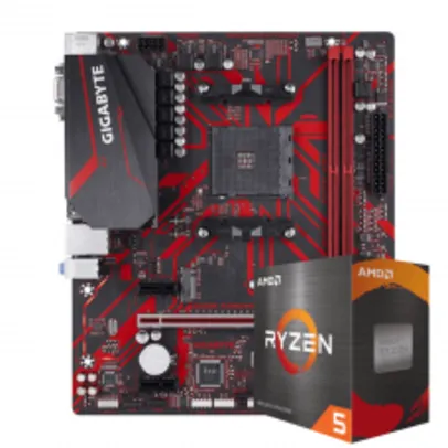 Kit Upgrade AMD Ryzen 5 5500 + Placa Mãe Gigabyte B450M Gaming
