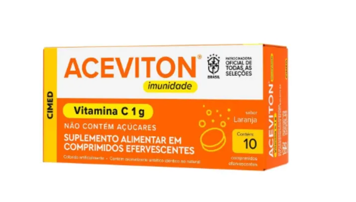 [Leve 2 un - R$ 11] Vitamina C Efervescente Aceviton 1g Laranja 10 comprimidos